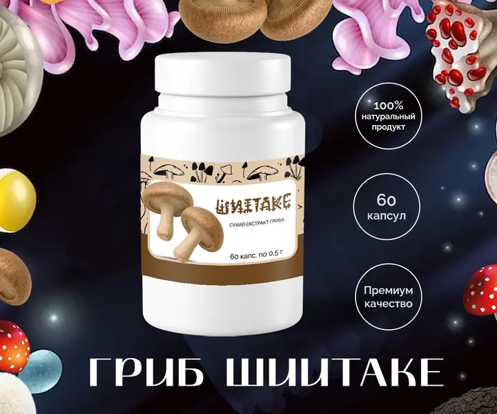 Купить гриб Шиитаке в капсулах 0.5г – 60 штук с доставкой