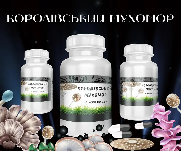 Упаковка королевского мухомора — 60 капсул по 0,5 г