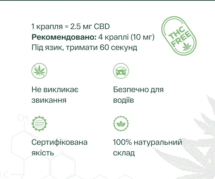 Масло КБД с нейтральным вкусом во флаконе с пипеткой